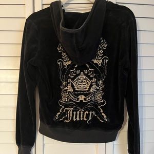 TWO PIECE Black Juicy Couture Set Tracksuit/ Sweatsuit Hoodie Jacket Sweatpants